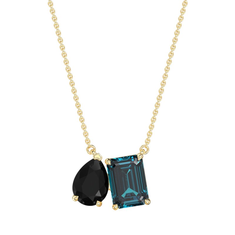 Pear and Emerald Toi et Moi Necklace