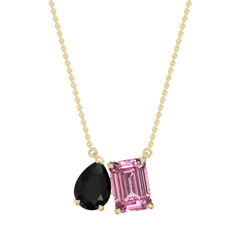 Pear and Emerald Toi et Moi Necklace