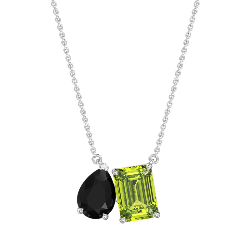 Pear and Emerald Toi et Moi Necklace
