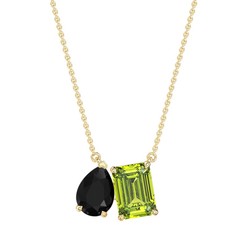 Pear and Emerald Toi et Moi Necklace