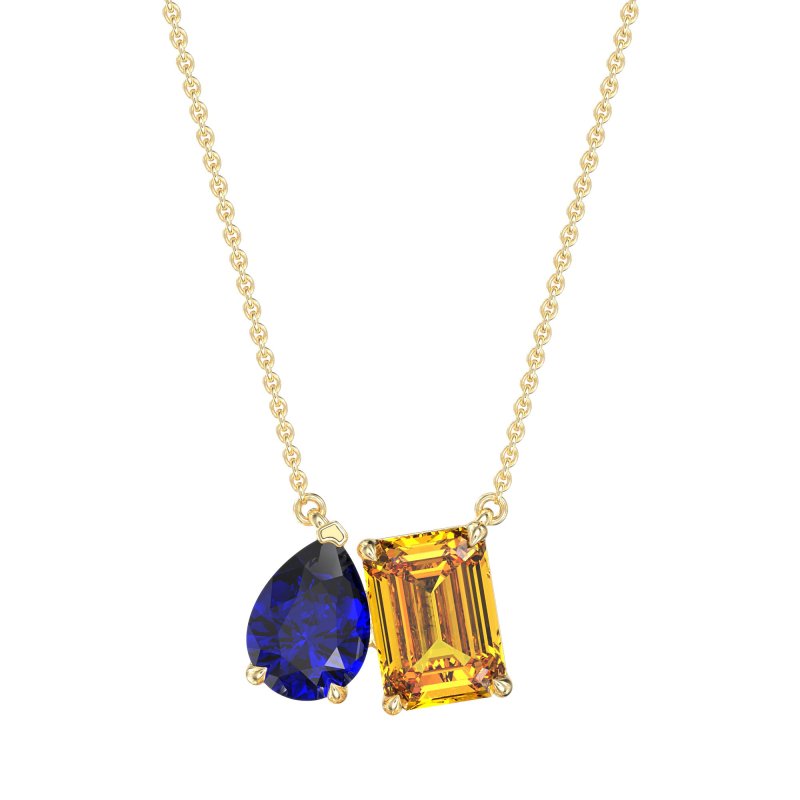 Pear and Emerald Toi et Moi Necklace