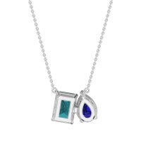 Pear and Emerald Toi et Moi Necklace