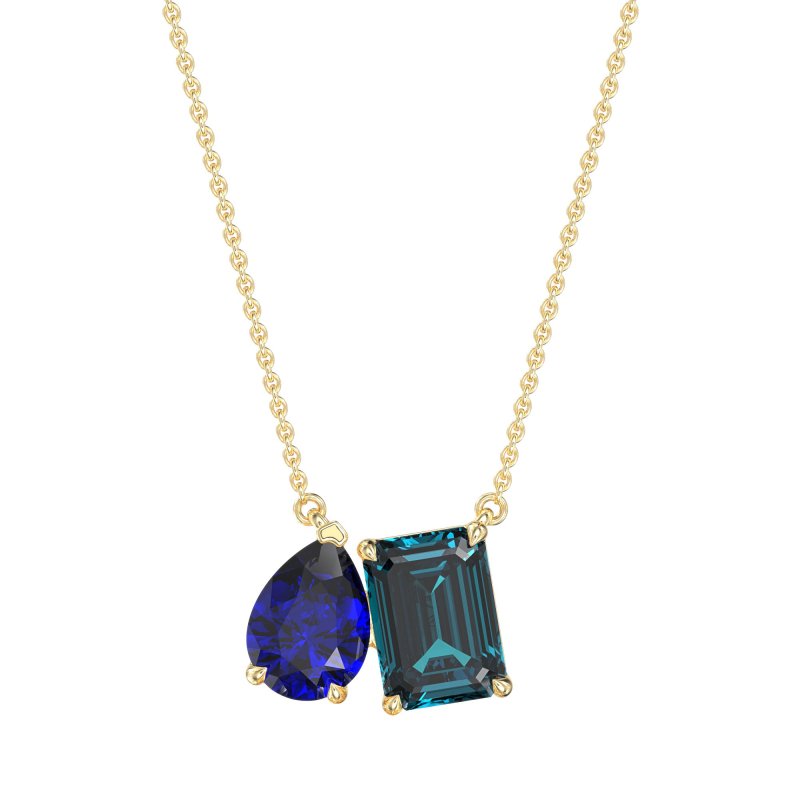 Pear and Emerald Toi et Moi Necklace