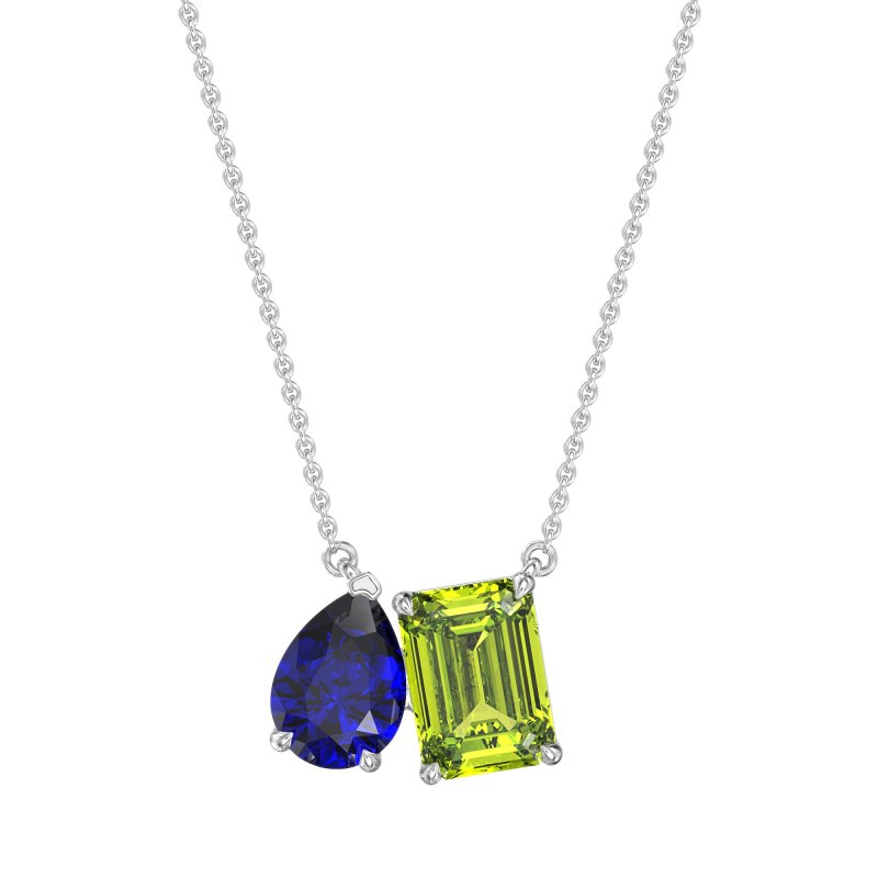 Pear and Emerald Toi et Moi Necklace