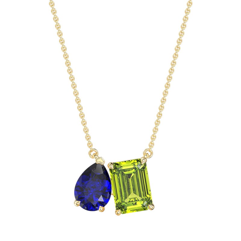 Pear and Emerald Toi et Moi Necklace
