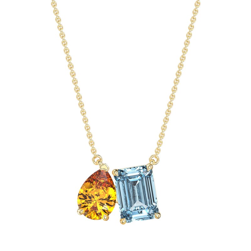 Pear and Emerald Toi et Moi Necklace