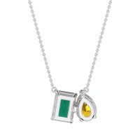 Pear and Emerald Toi et Moi Necklace