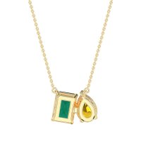 Pear and Emerald Toi et Moi Necklace