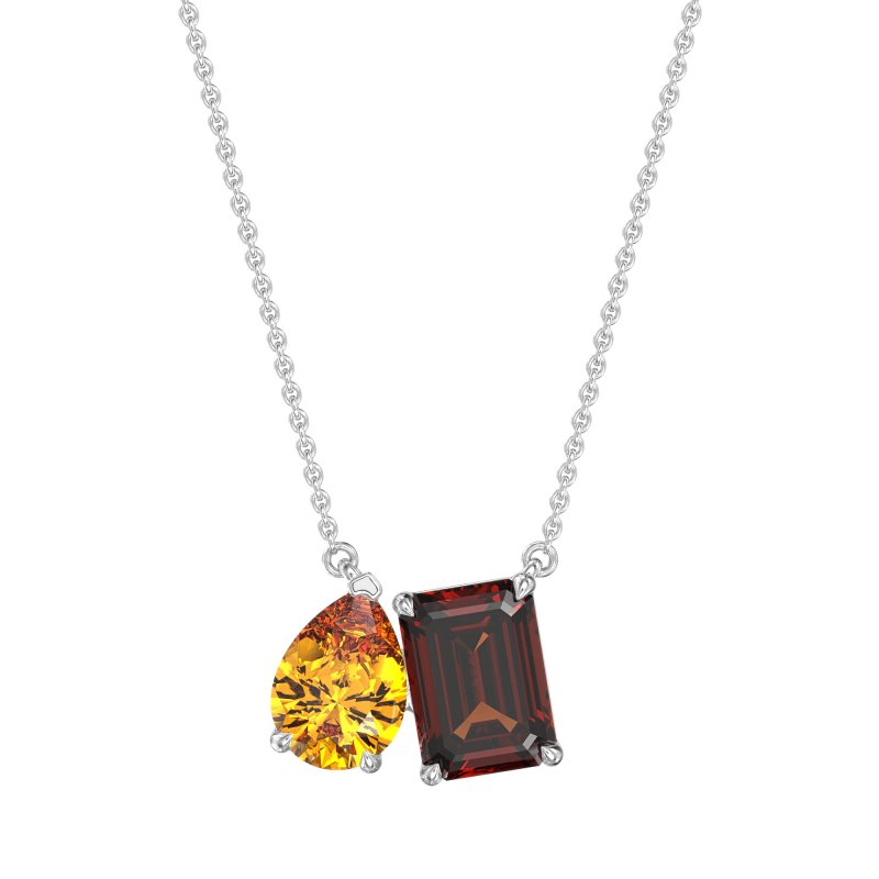 Pear and Emerald Toi et Moi Necklace