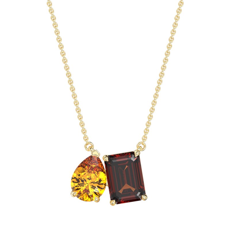 Pear and Emerald Toi et Moi Necklace