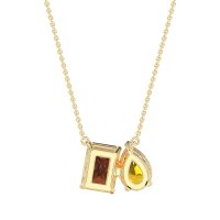 Pear and Emerald Toi et Moi Necklace