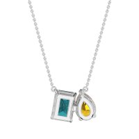 Pear and Emerald Toi et Moi Necklace