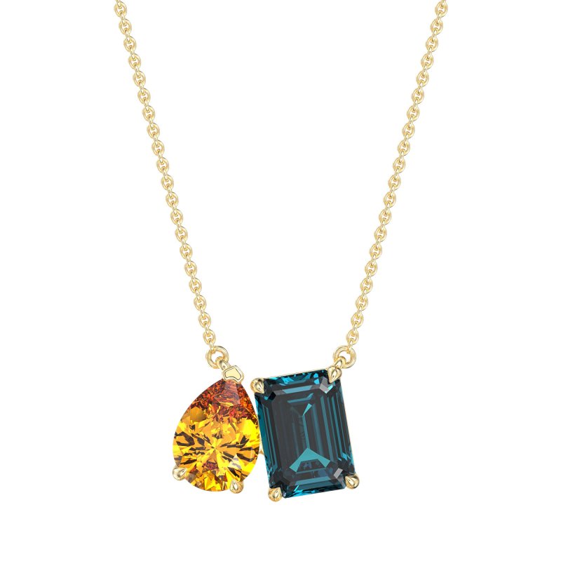 Pear and Emerald Toi et Moi Necklace