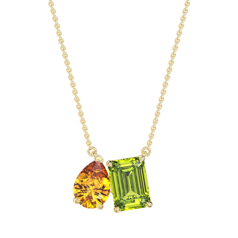 Pear and Emerald Toi et Moi Necklace