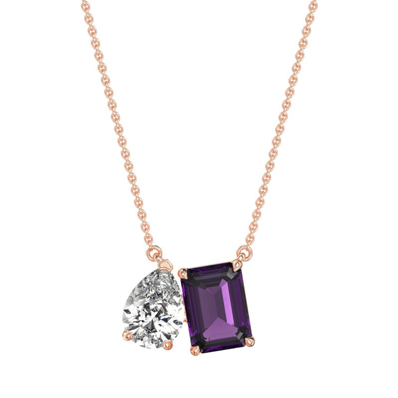 Pear and Emerald Toi et Moi Necklace