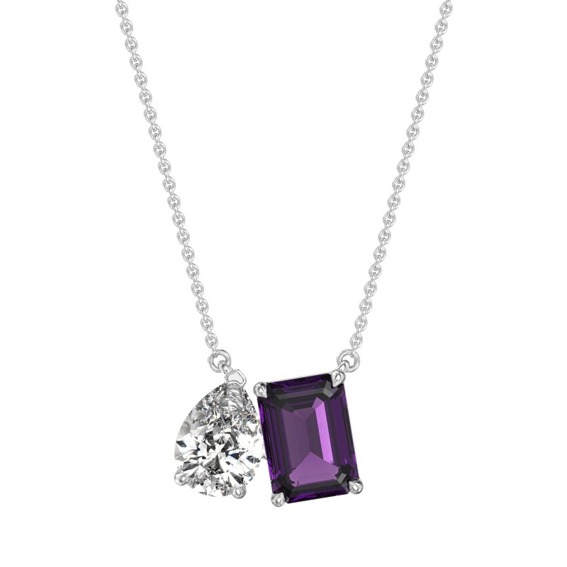 Pear and Emerald Toi et Moi Necklace