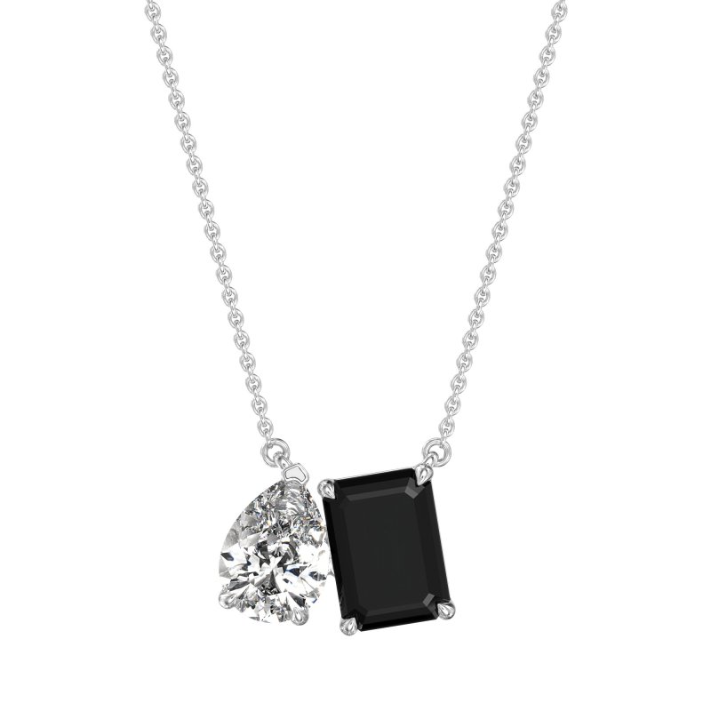 Pear and Emerald Toi et Moi Necklace