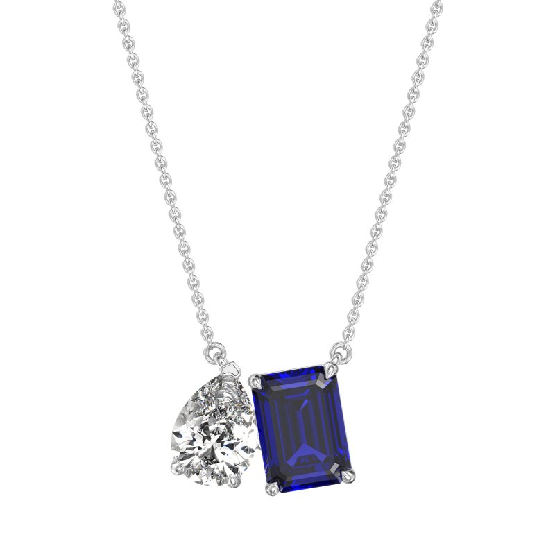 Pear and Emerald Toi et Moi Necklace
