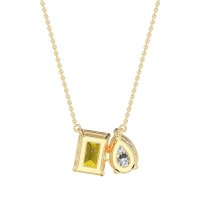 Pear and Emerald Toi et Moi Necklace