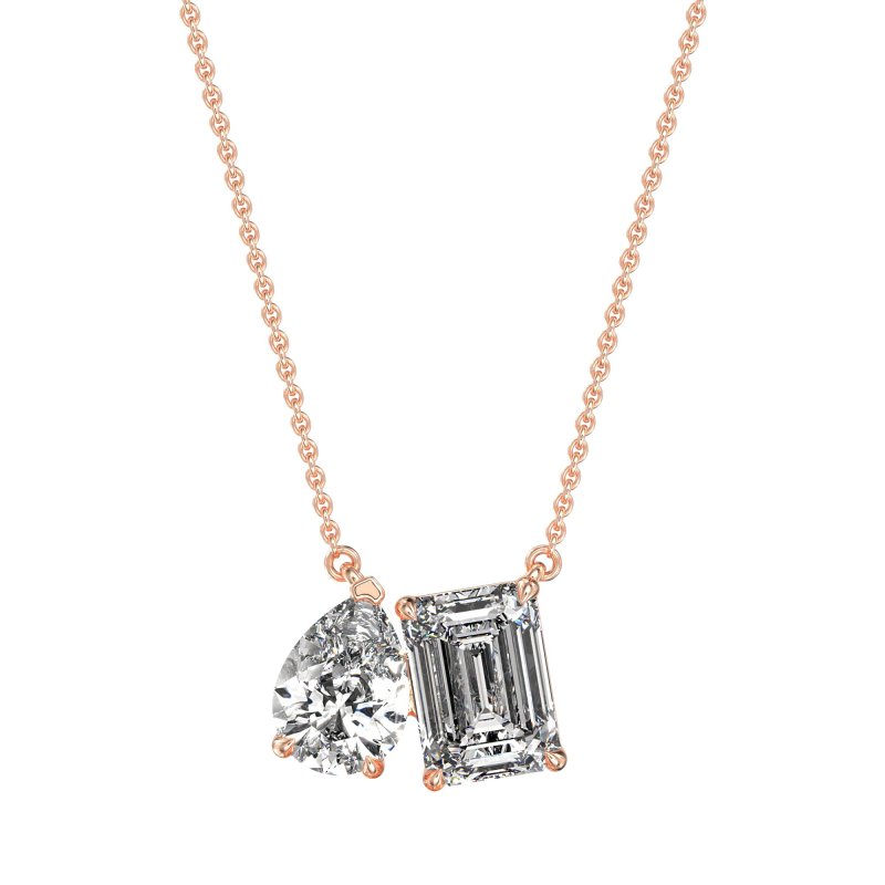 Pear and Emerald Toi et Moi Necklace