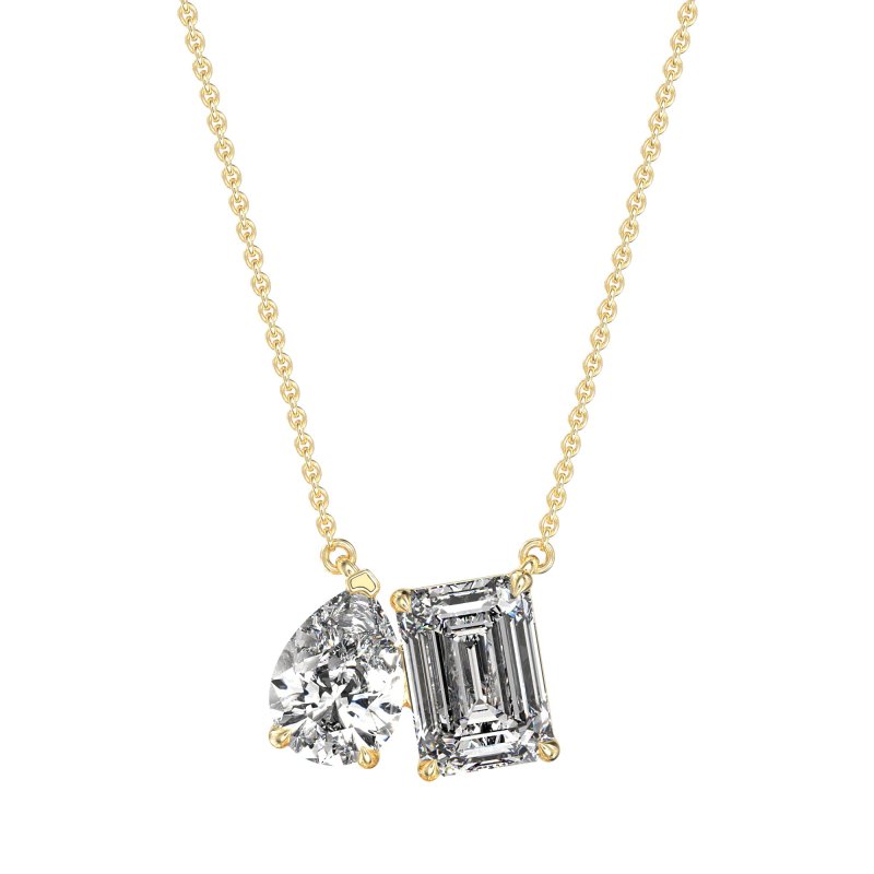 Pear and Emerald Toi et Moi Necklace