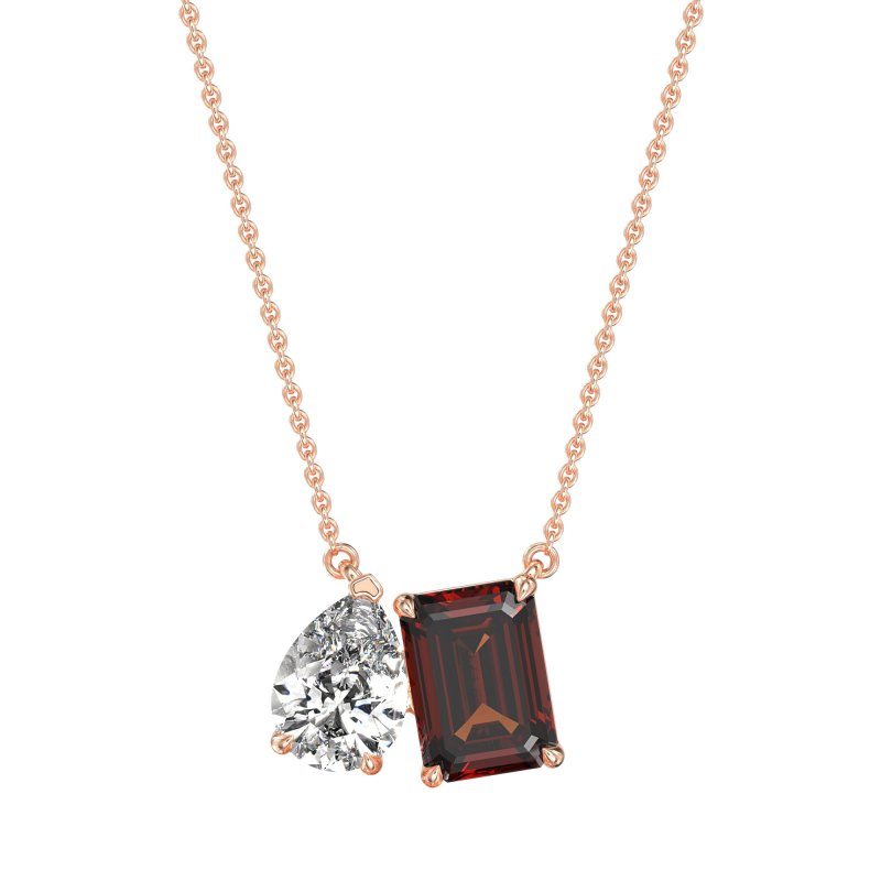 Pear and Emerald Toi et Moi Necklace