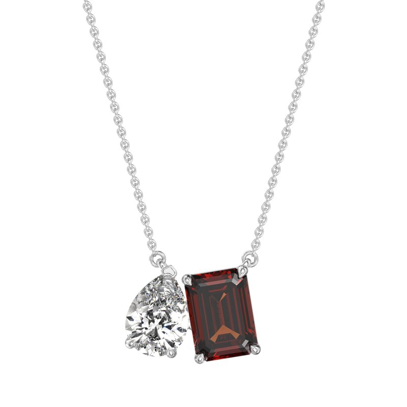 Pear and Emerald Toi et Moi Necklace