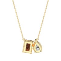 Pear and Emerald Toi et Moi Necklace