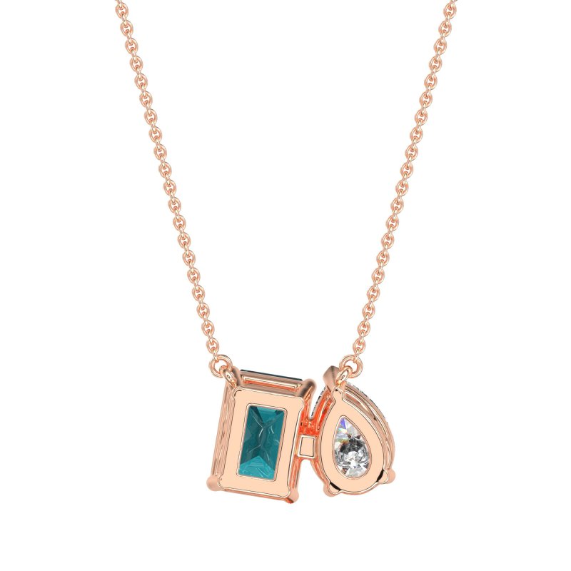Pear and Emerald Toi et Moi Necklace