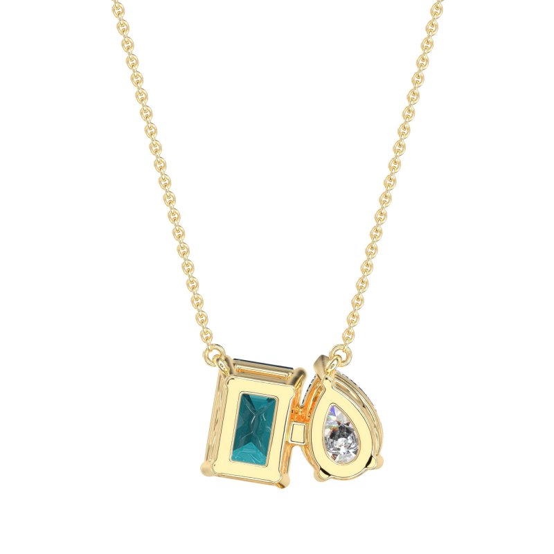Pear and Emerald Toi et Moi Necklace