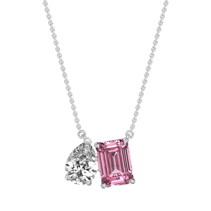 Pear and Emerald Toi et Moi Necklace