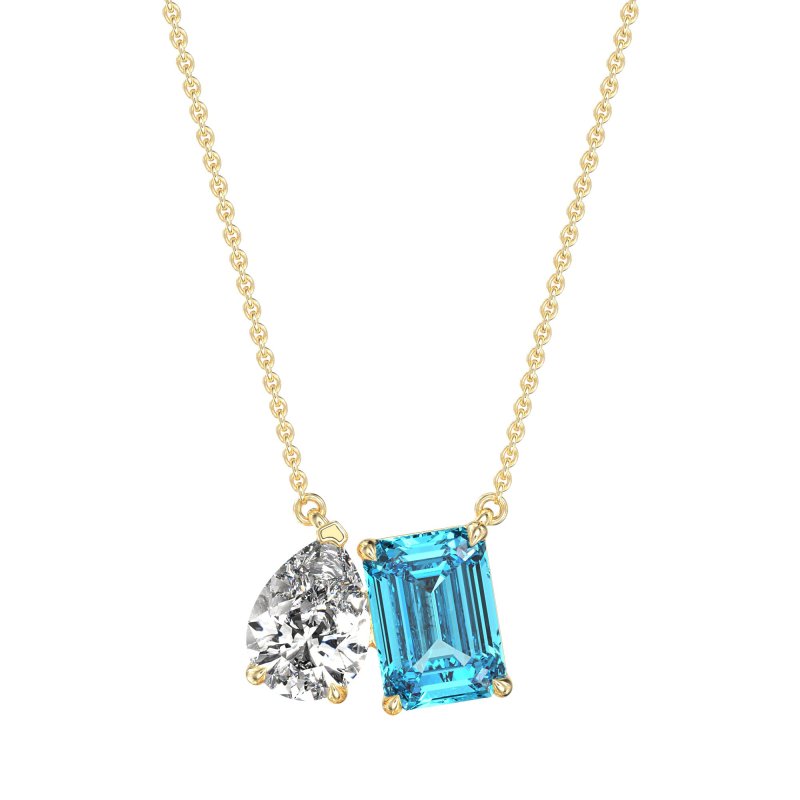 Pear and Emerald Toi et Moi Necklace