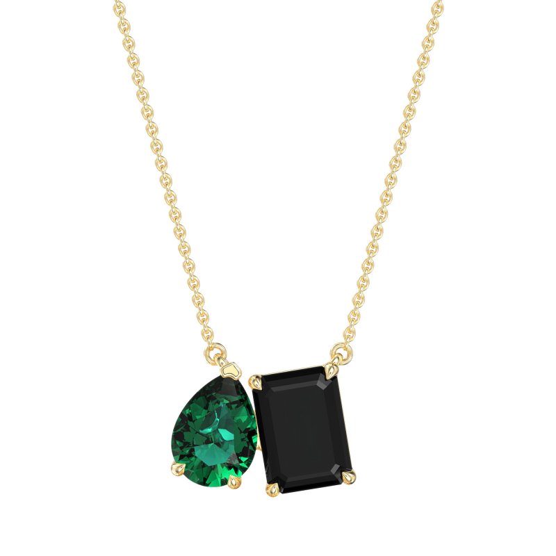 Pear and Emerald Toi et Moi Necklace