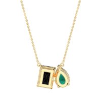 Pear and Emerald Toi et Moi Necklace