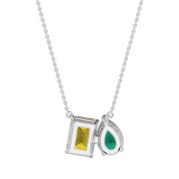 Pear and Emerald Toi et Moi Necklace
