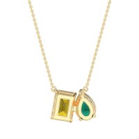 Pear and Emerald Toi et Moi Necklace