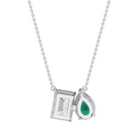 Pear and Emerald Toi et Moi Necklace
