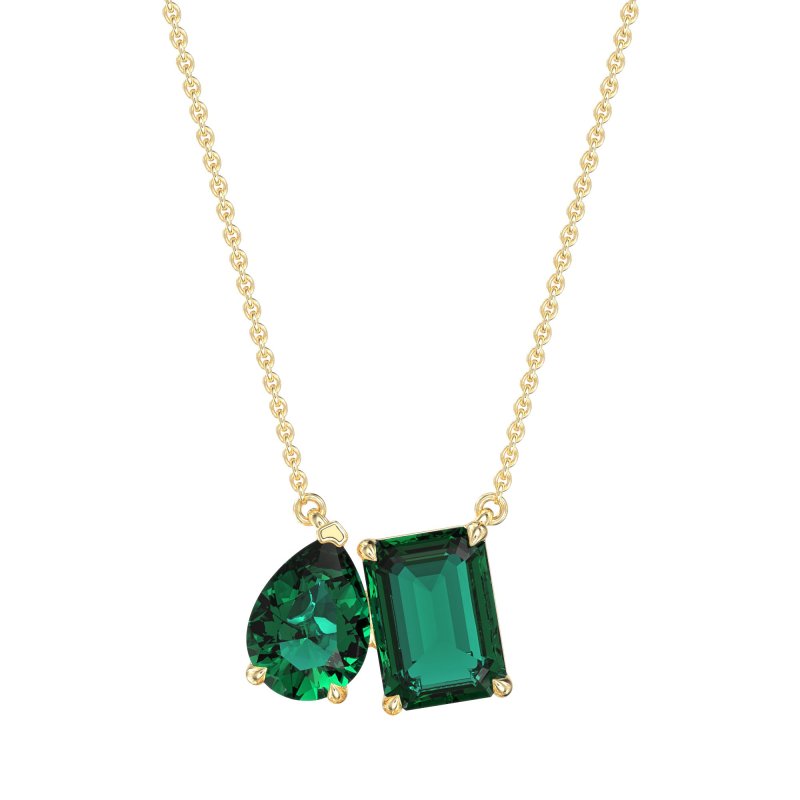 Pear and Emerald Toi et Moi Necklace
