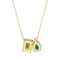 Pear and Emerald Toi et Moi Necklace