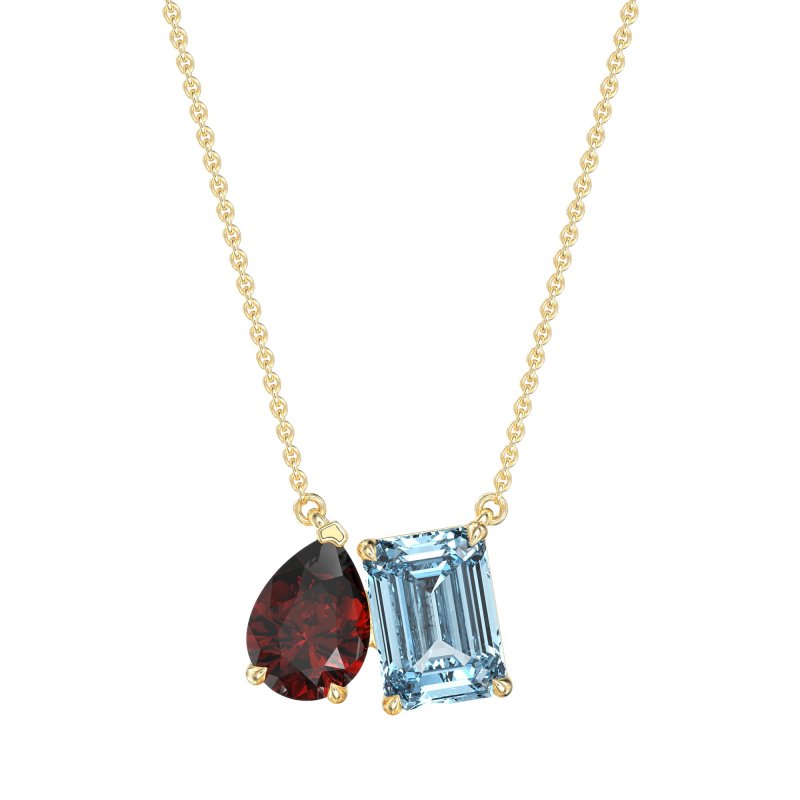 Pear and Emerald Toi et Moi Necklace