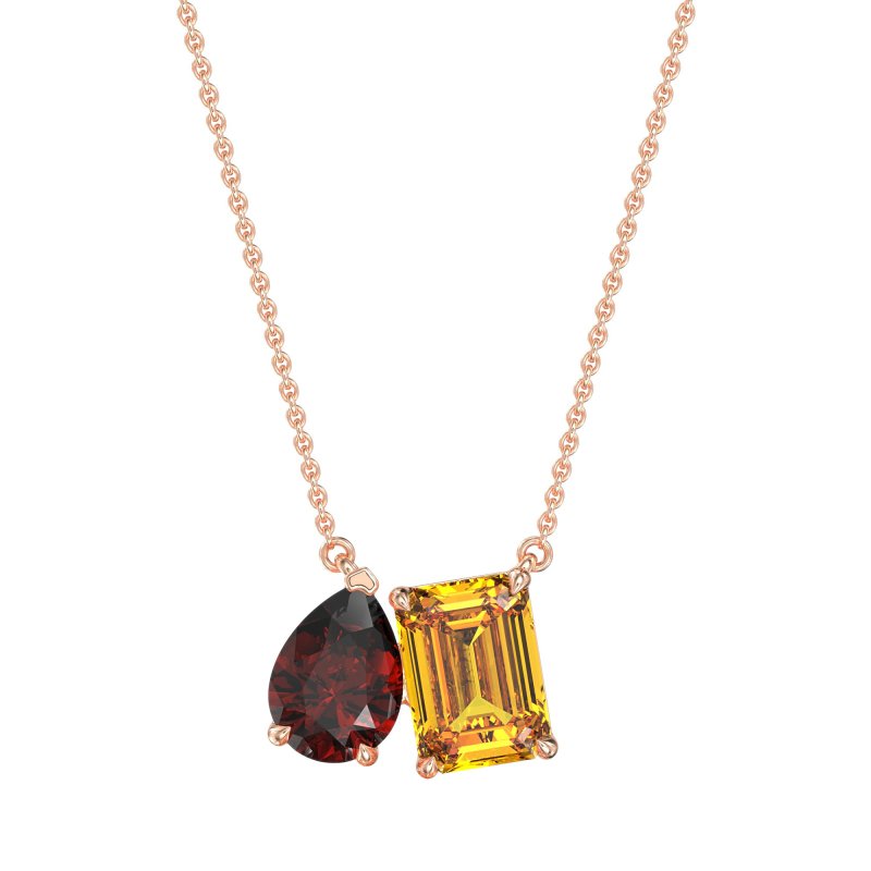 Pear and Emerald Toi et Moi Necklace