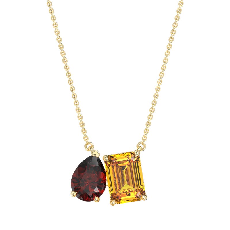 Pear and Emerald Toi et Moi Necklace