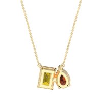 Pear and Emerald Toi et Moi Necklace