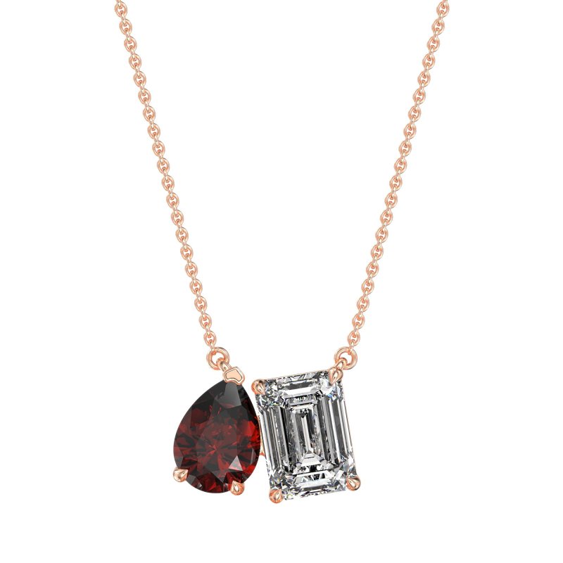 Pear and Emerald Toi et Moi Necklace