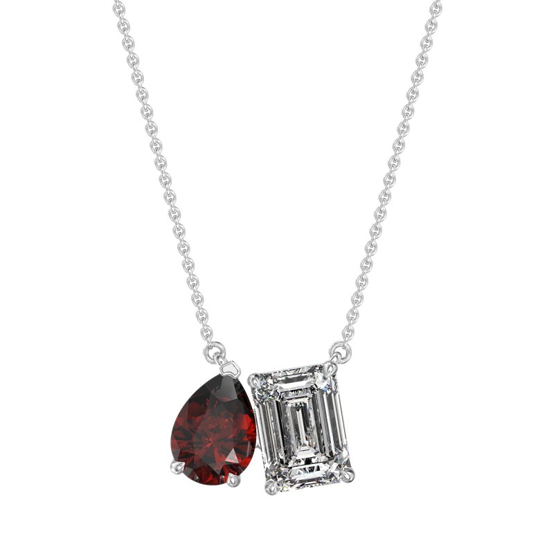 Pear and Emerald Toi et Moi Necklace