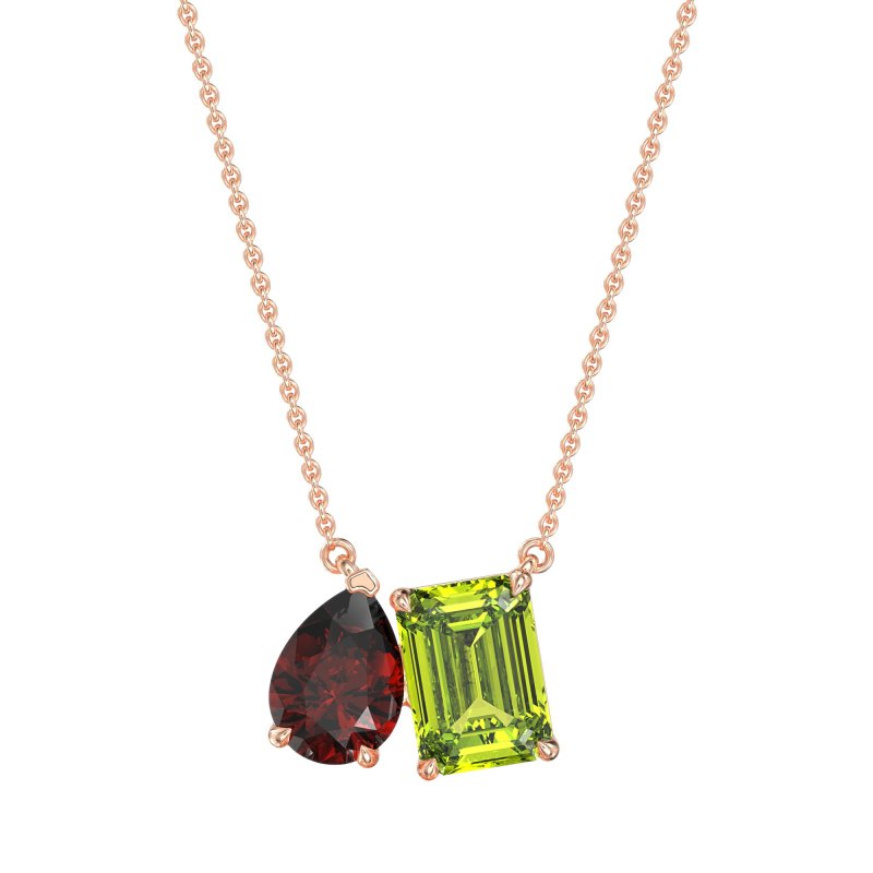 Pear and Emerald Toi et Moi Necklace