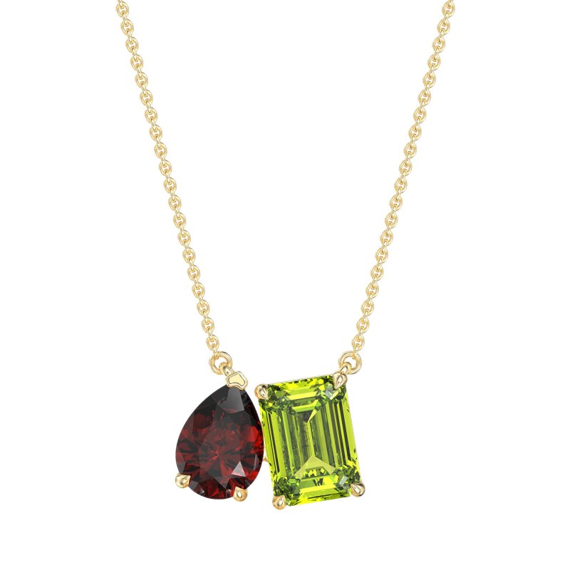 Pear and Emerald Toi et Moi Necklace