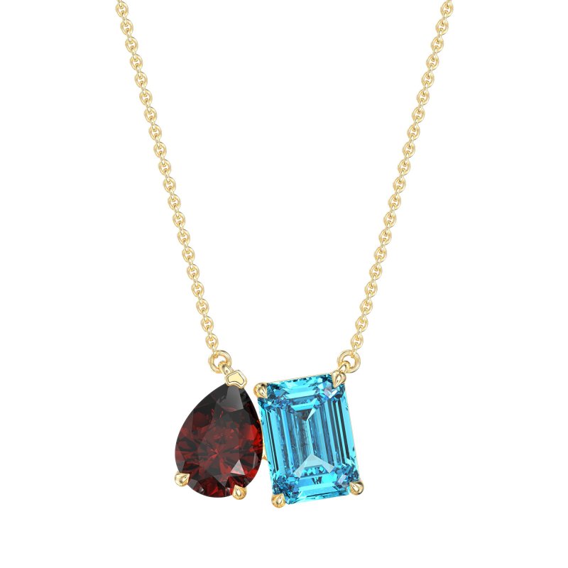 Pear and Emerald Toi et Moi Necklace