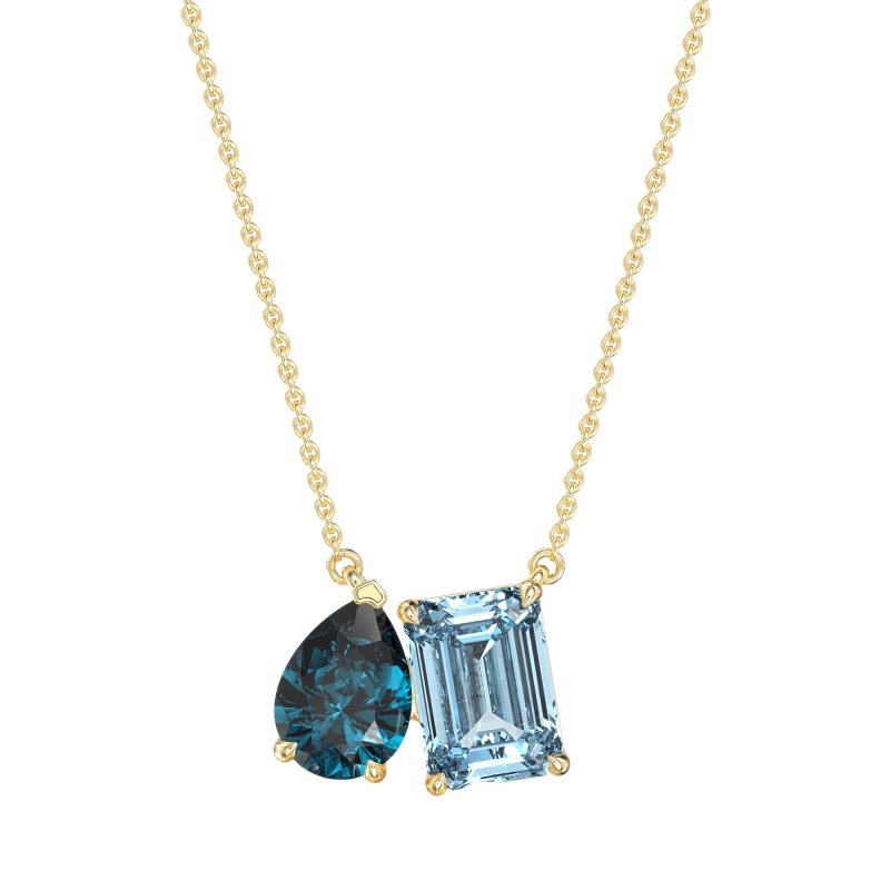 Pear and Emerald Toi et Moi Necklace