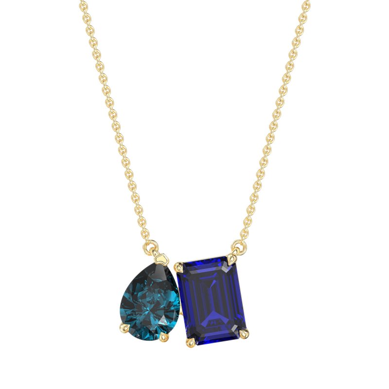 Pear and Emerald Toi et Moi Necklace